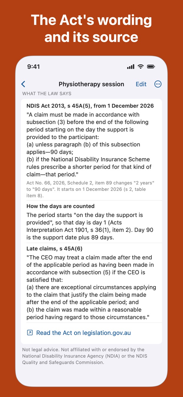 The Act's wording for the 90-day rule, with a link to legislation.gov.au